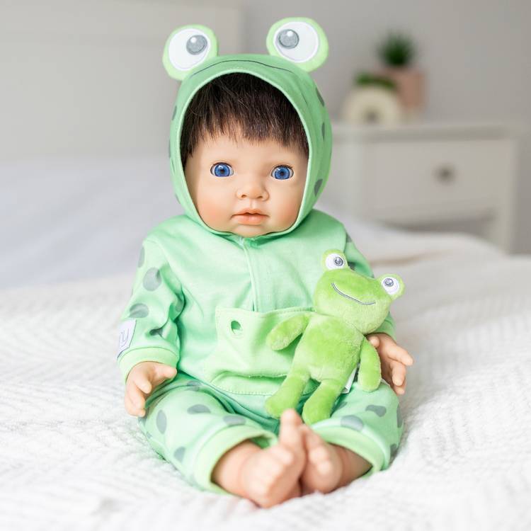 Tiny Treasures froggy all-in-one doll outfit (British brand)