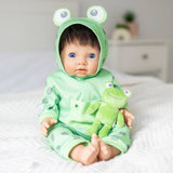 Tiny Treasures froggy all-in-one doll outfit (British brand)