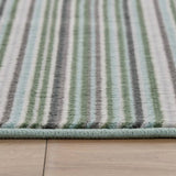 Habitat Skinny Stripe Green runner and mat set 180x57cm - British product