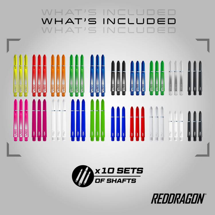 Red Dragon darts shaft collection 20-piece, UK version