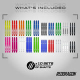 Red Dragon darts shaft collection 20-piece, UK version