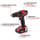 Einhell Power X-Change cordless combi drill set with 64 pieces, imported from the UK