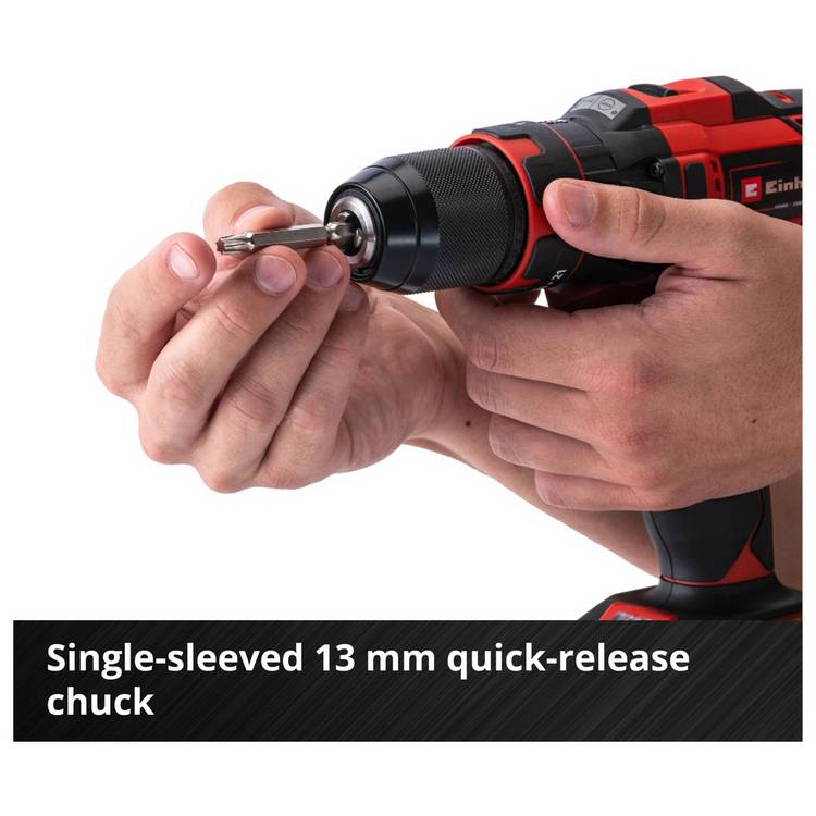 Einhell Power X-Change cordless combi drill set with 64 pieces, imported from the UK