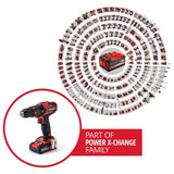 Einhell Power X-Change cordless combi drill set with 64 pieces, imported from the UK