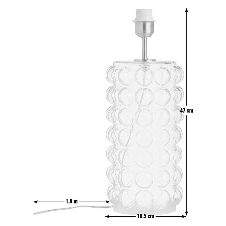 Habitat clear glass bobble table lamp base, imported from the UK
