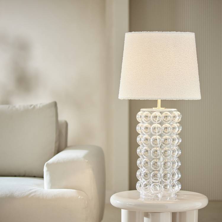 Habitat clear glass bobble table lamp base, imported from the UK