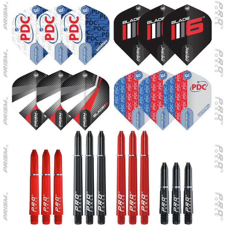 Winmau Blade 6 PDC flight and shaft set (British brand)