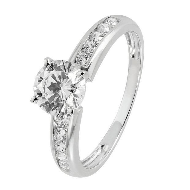 Revere 9ct white gold cubic zirconia engagement ring (British brand)