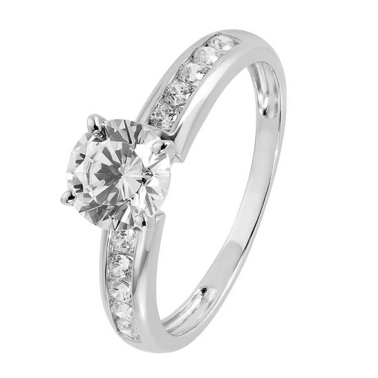 Revere 9ct White Gold Cubic Zirconia Engagement Ring - H