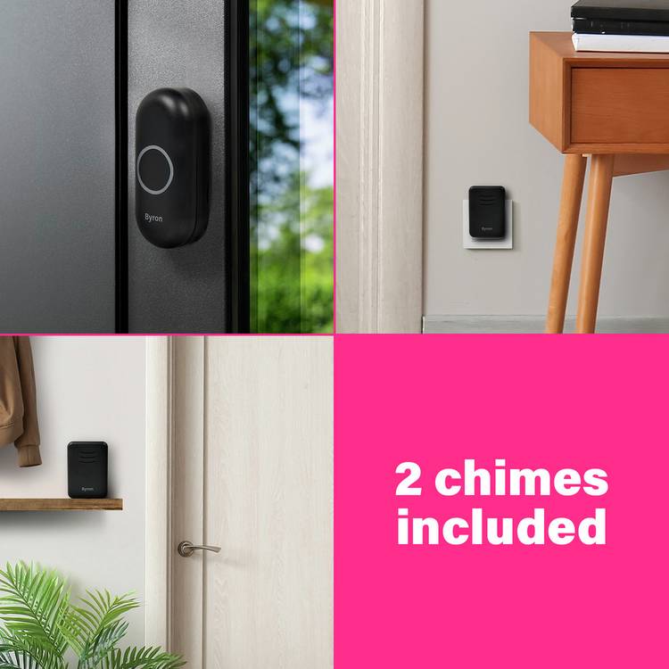 Byron black wireless doorbell kit (British brand)