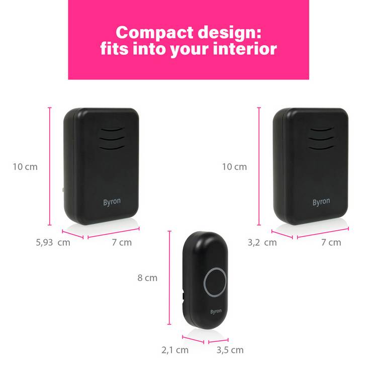 Byron black wireless doorbell kit (British brand)