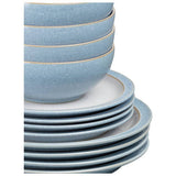 Denby dinner set blue and white 12 piece, imported from the UK