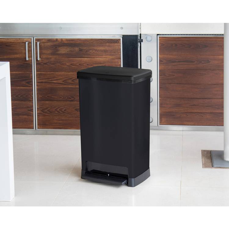 Moda 50 litre wide pedal bin black finish, UK version