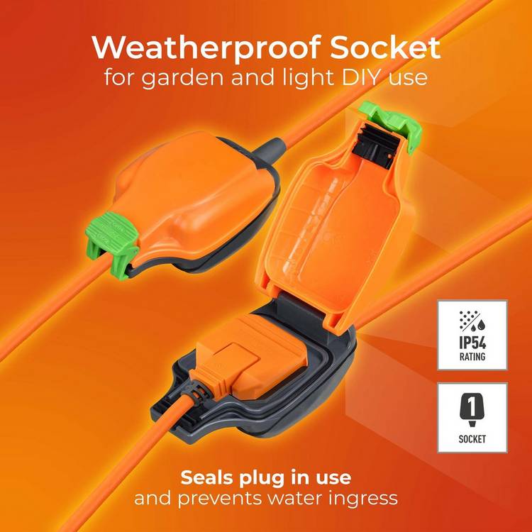 Masterplug extension lead 1 socket 15m (British brand)
