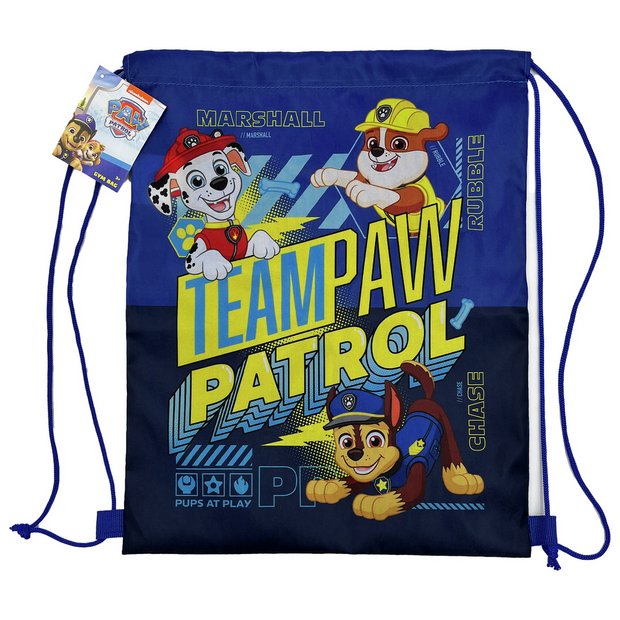 Nickelodeon Paw Patrol kids drawstring bookbag, UK version
