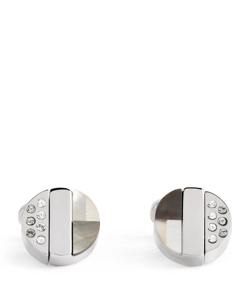 Babette Wasserman rotary rhodium-plated cufflinks 2.2cm (British brand)