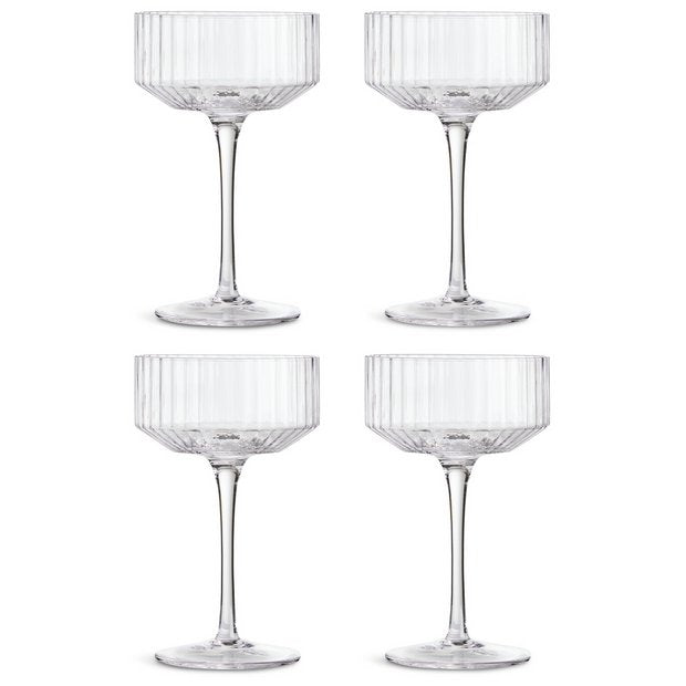 Habitat ribbed champagne coupe set, imported from the UK