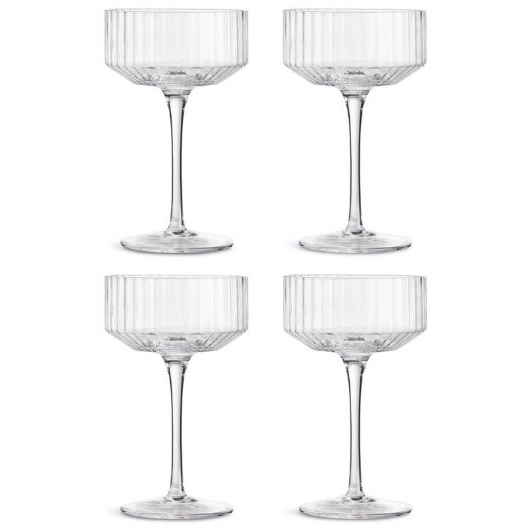 Habitat ribbed champagne coupe set, imported from the UK