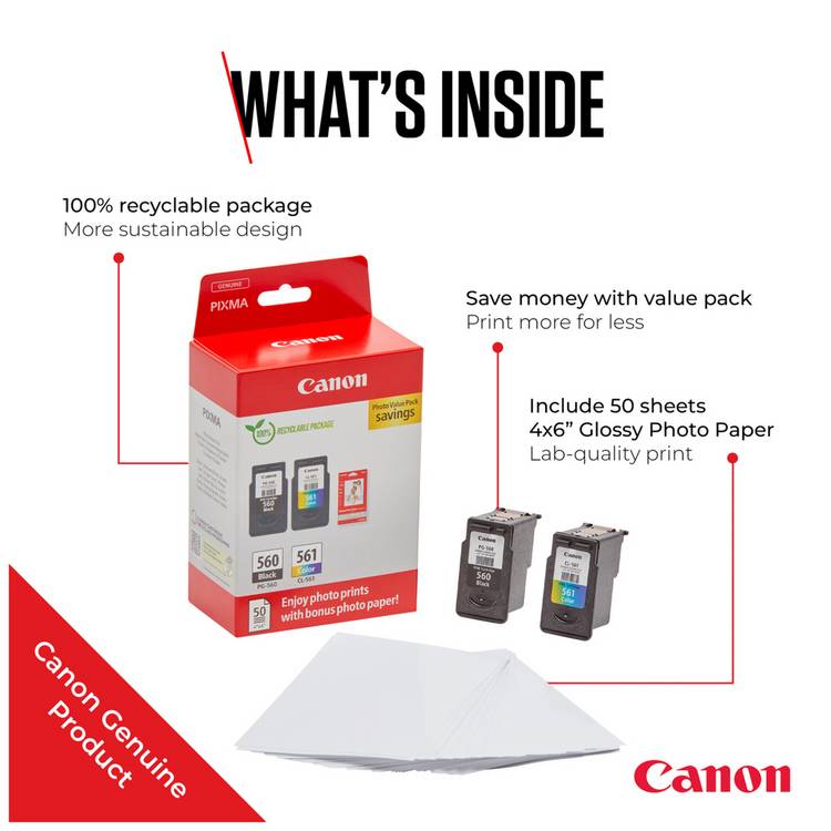 Canon PG-560 and CL-561 ink cartridges value pack, imported from the UK