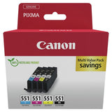 Canon CLI-551 ink cartridge multipack black and colour 7ml, imported from the UK