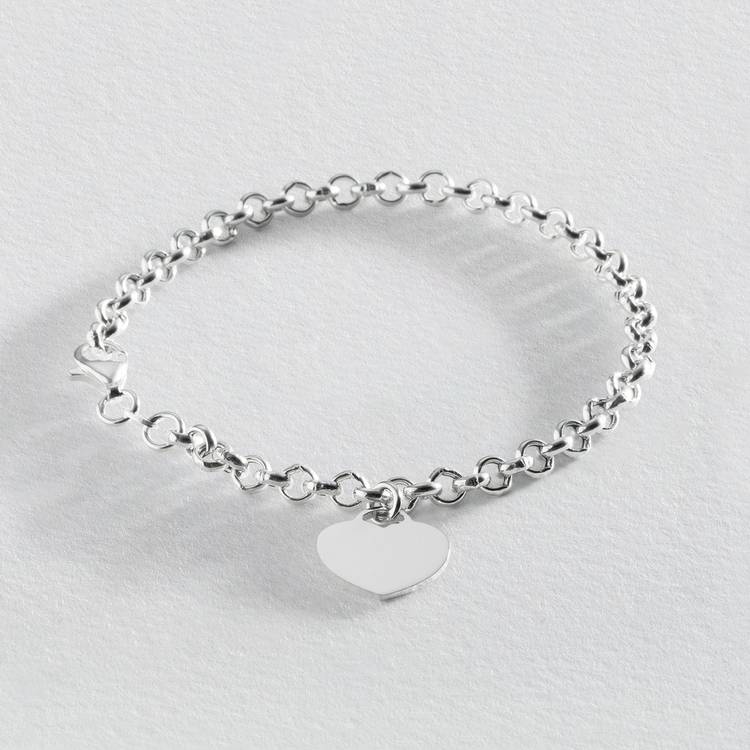 Revere sterling silver Belcher heart bracelet 19cm - British product