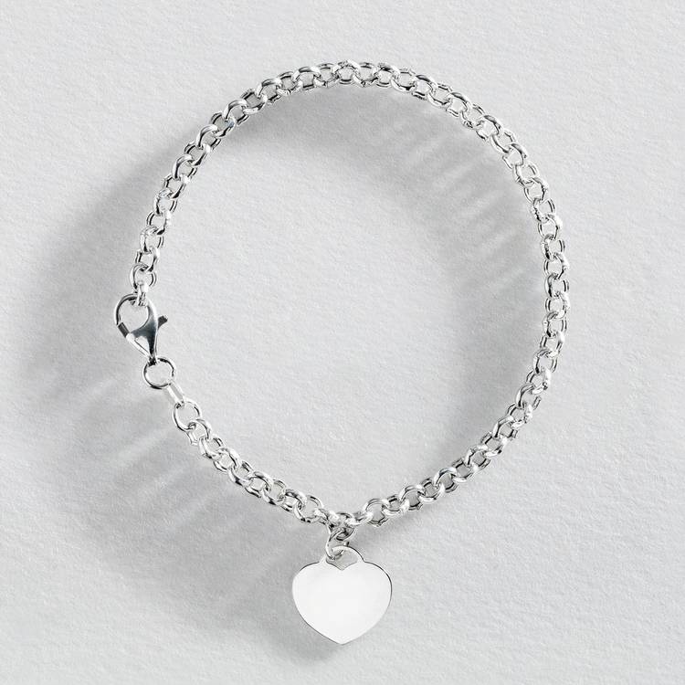 Revere sterling silver Belcher heart bracelet 19cm - British product