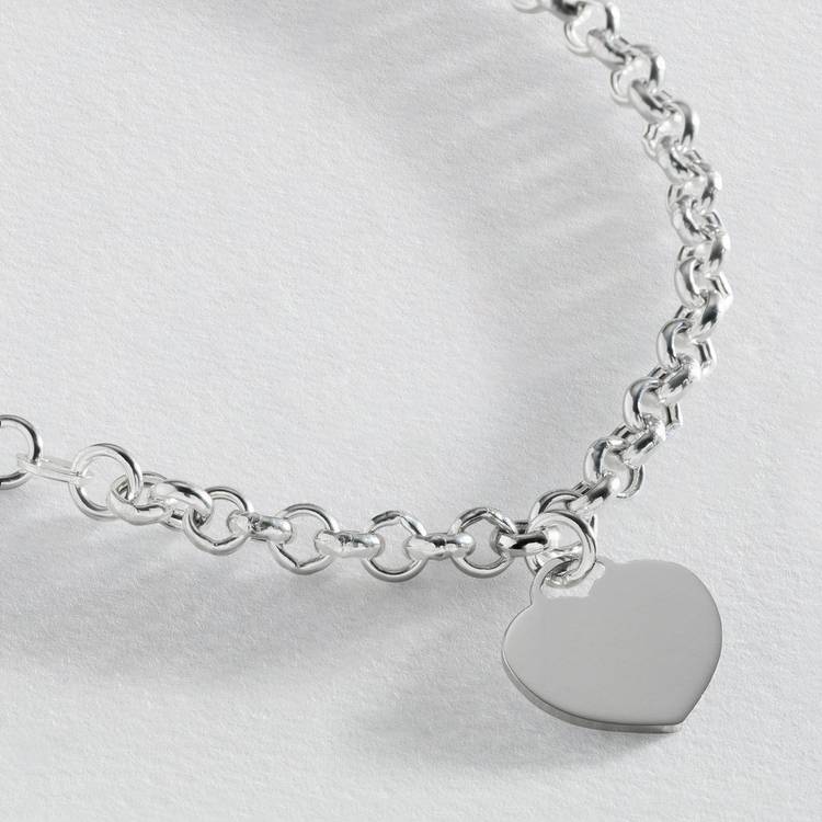 Revere sterling silver Belcher heart bracelet 19cm - British product
