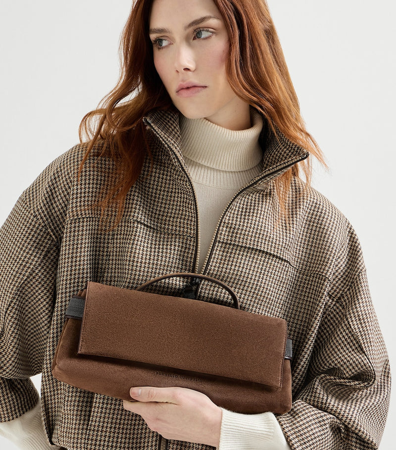Brunello Cucinelli Essence suede flap top-handle bag - British product