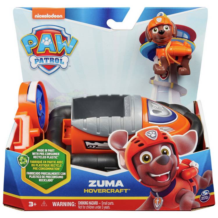PAW Patrol Zuma's Hovercraft toy with collectible figure (British brand)