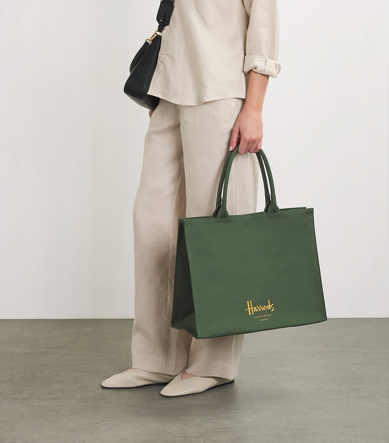 Harrods large cotton logo tote bag, UK version