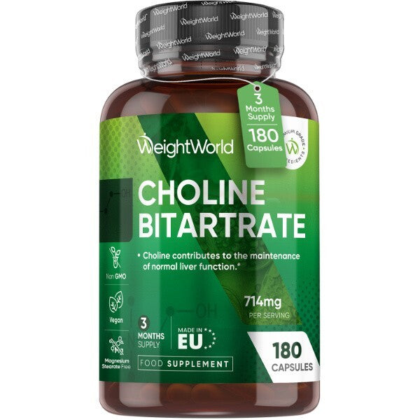 WeightWorld Vegan Choline Supplement 180 capsules, imported from the UK