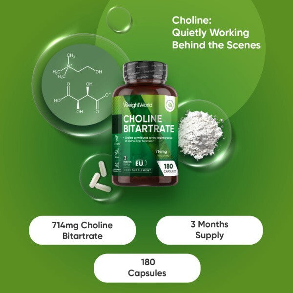 WeightWorld Vegan Choline Supplement 180 capsules, imported from the UK