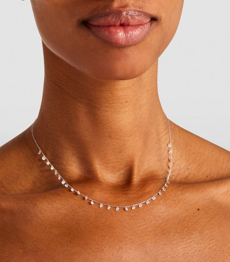 Persée white gold diamond necklace with 31 stones - British product
