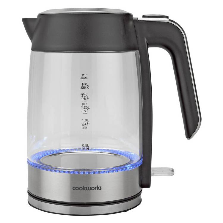 Cookworks glass stainless steel kettle 1.7L, imported from the UK
