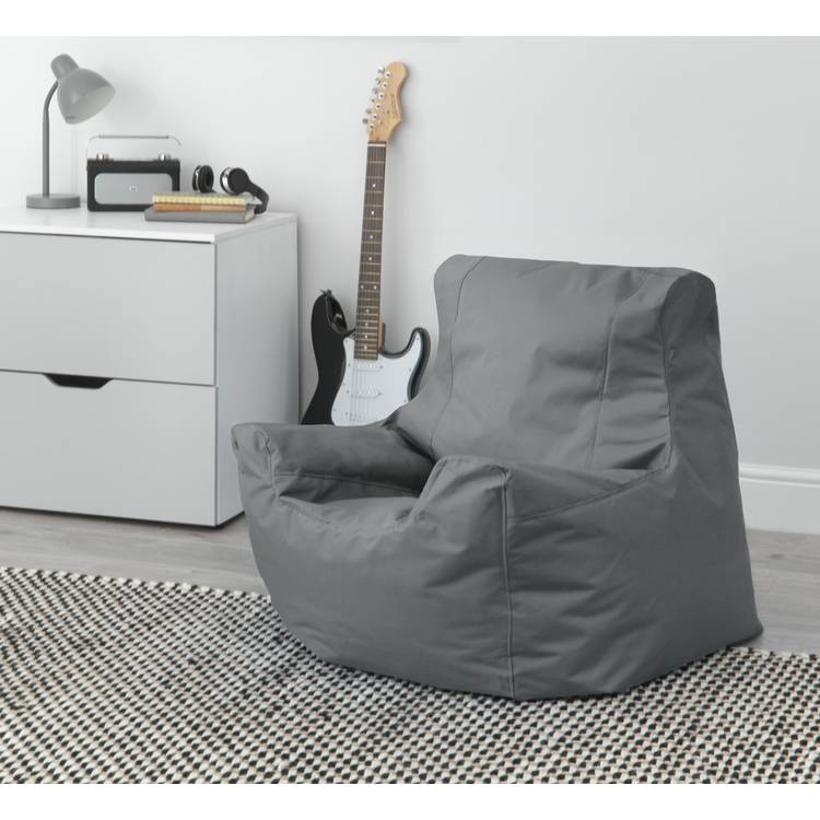Kaikoo large grey bean bag chair with storage pocket (British brand)