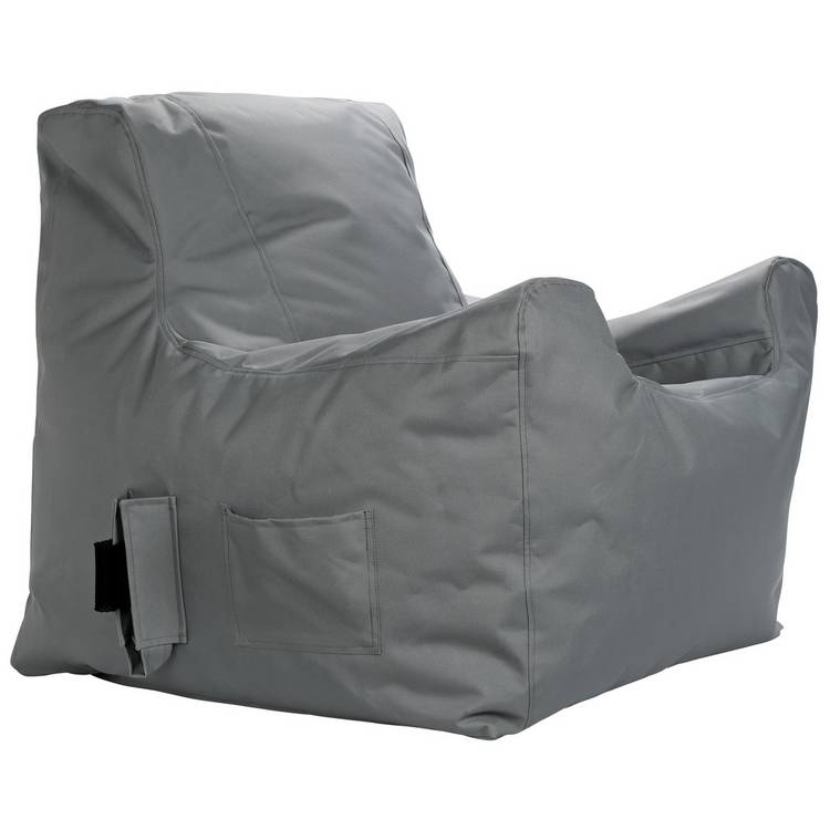 Kaikoo large grey bean bag chair with storage pocket (British brand)