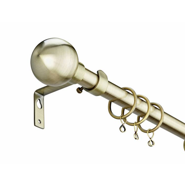 Argos Home brass extendable curtain pole antique finish 120-210cm (British brand)