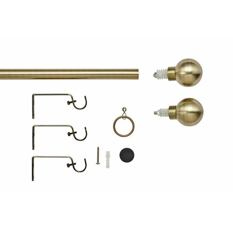 Argos Home brass extendable curtain pole antique finish 120-210cm (British brand)