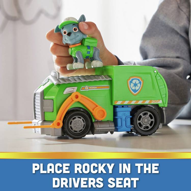 PAW Patrol Rocky's Recycling Truck toy vehicle, imported from the UK