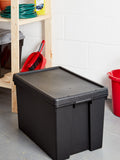 Ensemble de boîtes de rangement robustes en plastique noir Wham 62L, importé du Royaume-Uni