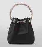 Jimmy Choo Bon Bon satin top-handle bag with crystal handle, imported from the UK