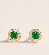 Harrods Suzanne Kalan Mini Yellow Gold Diamond and Emerald Bold Stud Earrings- Buy online at McGrocer