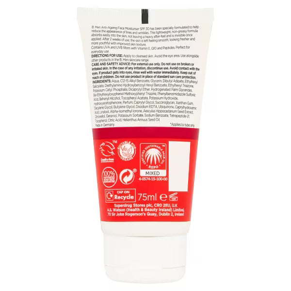 B. Men Anti-Ageing Moisturiser SPF30 75ml - British product