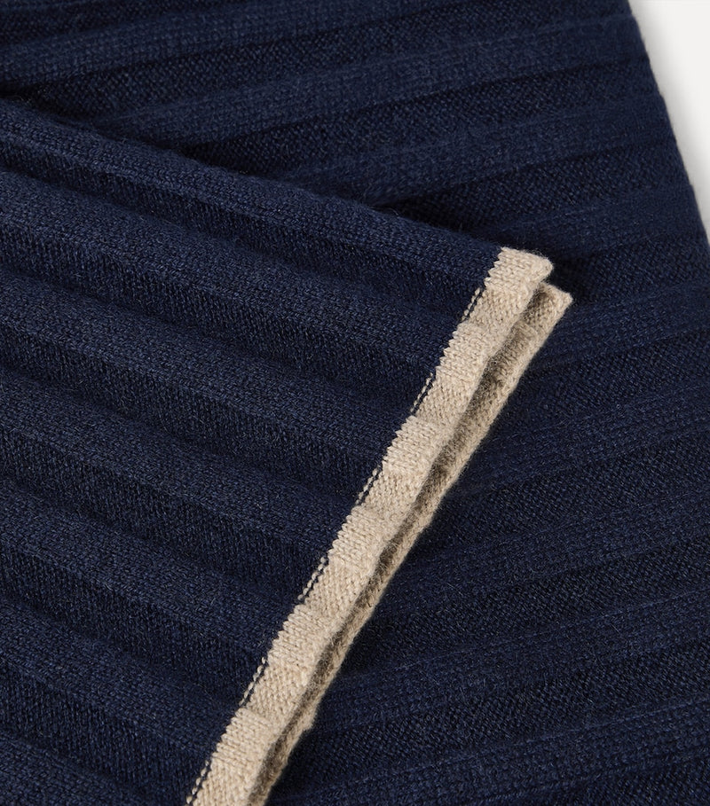 Brunello Cucinelli luxury cashmere ribbed scarf, UK version