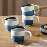 Argos Habitat Artisan Stripe Set of 4 Stoneware Mugs - Blue- Buy online at McGrocer