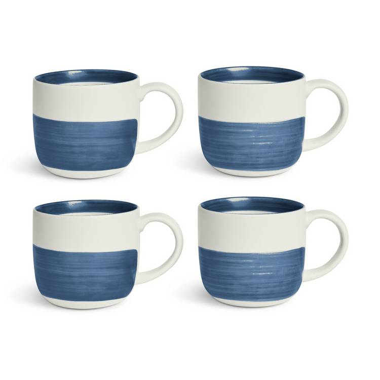 Habitat stoneware mug set blue stripes, imported from the UK
