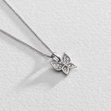 Revere sterling silver butterfly pendant necklace with cubic zirconia, UK version