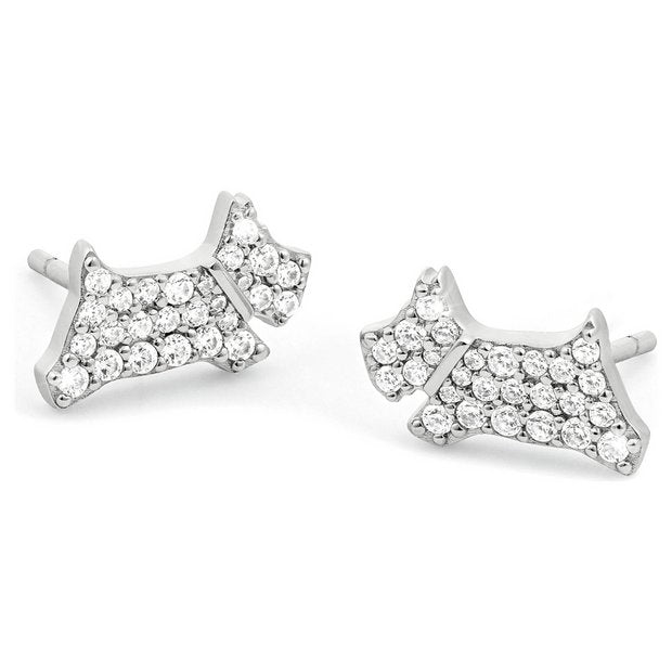 Radley sterling silver dog stud earrings with cubic zirconia stones, UK version