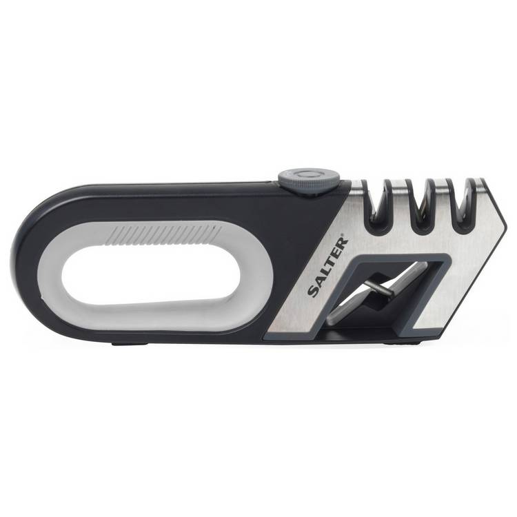 Salter hand held knife sharpener black 4-in-1 tool - British product