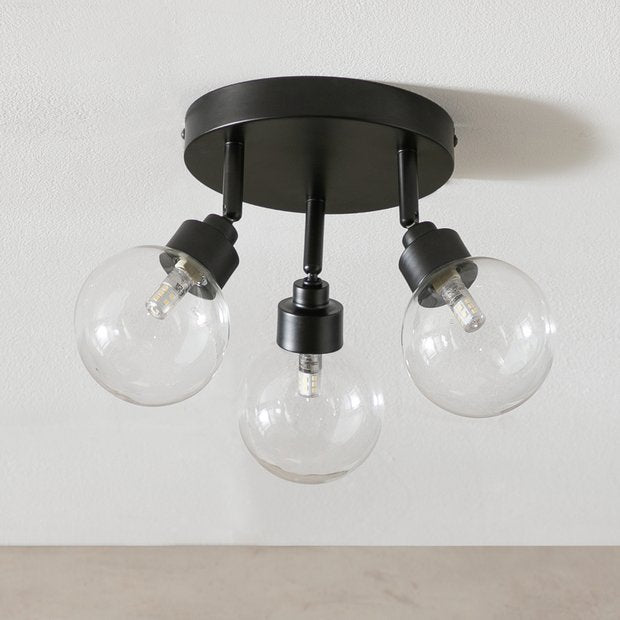 Argos Home black steel 3-light spotlight plate, imported from the UK